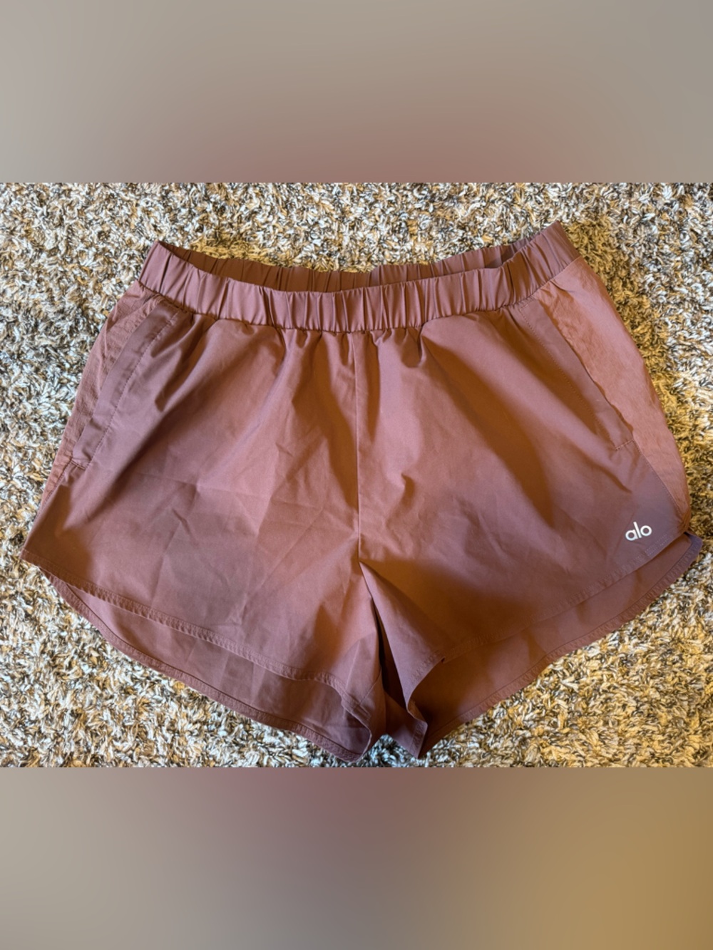 ALO Yoga Cropped Elastic Hem Top - Mauve Brown